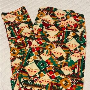 LuLaRoe Multicolor Geometric Christmas Leggings Plus Size TC2